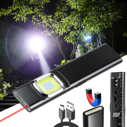Ultra-Slim COB Work Light with Scale Magnetic Rechargeable Pen Clip Portable Mini EDC Flashlight for Car Camping Night Workshop X505