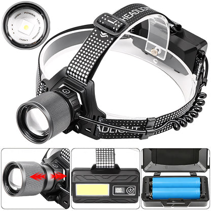 Adjustable Headlamp 90°rotated USB-C Charging High-Power LED 1000m Long-Range Outdoor Rechargeable Led Headlight 8520B