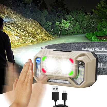 LED Induction Super Bright Headlight Built-in Battery Rechargeable Waterproof Portable Headlamp Outdoor Camping Fishing Light
