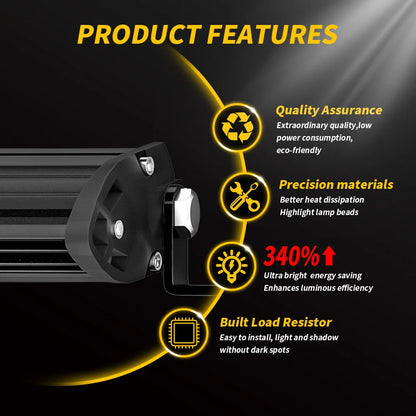 Offroad Car Single Row Slim LED Light Bar For Jeep SUV Pickup 4X4 Truck Hood Bumper LED Bar Fog Driving Lamp