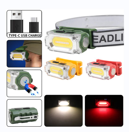 Super Bright Magnetic Headlamp 3 Light Source Hat Clip Lamp Outdoor Hiking Camping Work Head-mounted Light with Digital Display