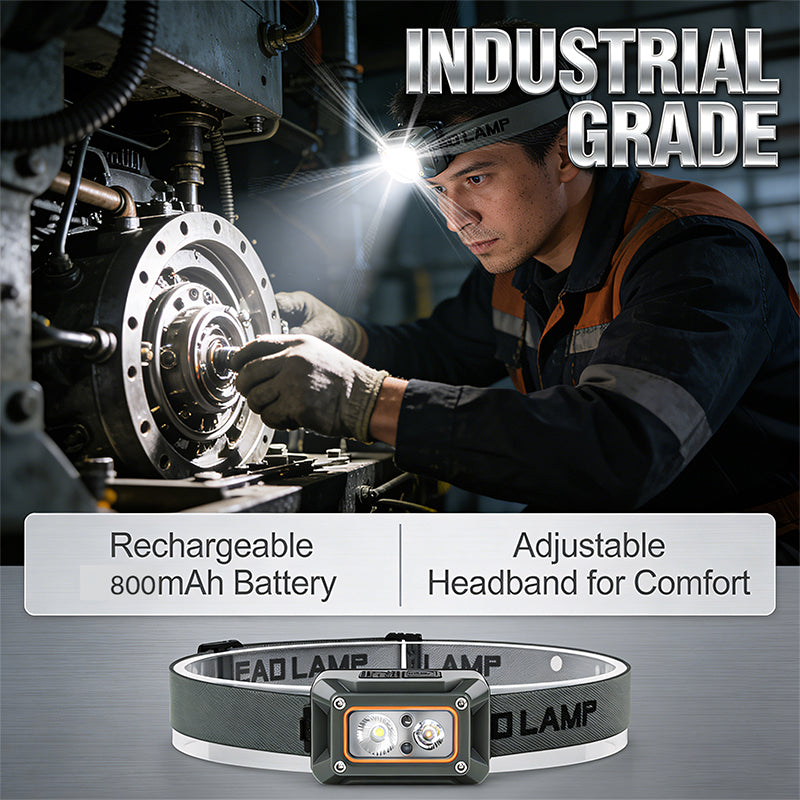 45°adjustable Double Use Running Light Multi-Function Lightweight LED Rechargeable Headlight Sensor Headlamp F53