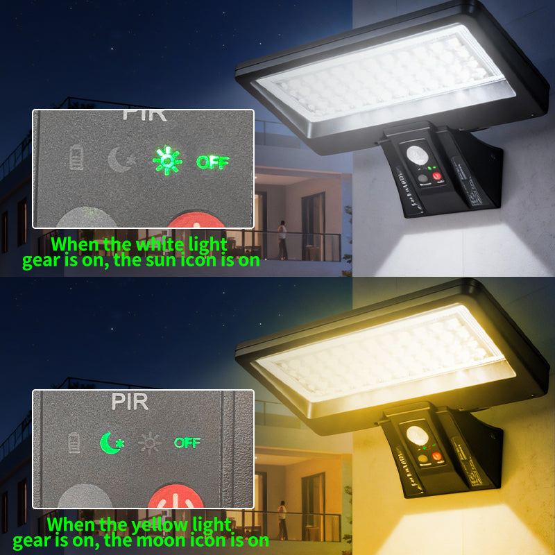 Solar Outdoor Wall Light 35+30 LED 6000K Daylight Dusk to Dawn Motion Sensor with Remote Control 4 Modes Sensor Light SWO1