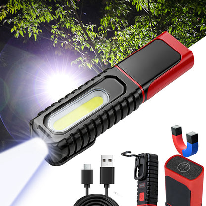 Multifunctional COB Work Light 24 LED Magnetic 180 Rotating Hook USB C Rechargeable Dimmable Bright Flashlight Workshop Office D93