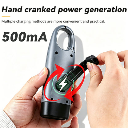 Solar LED Flashlight Hand Crank Power Generation Lighting Portable Multifunction Campinglight Outdoor Emergency T500