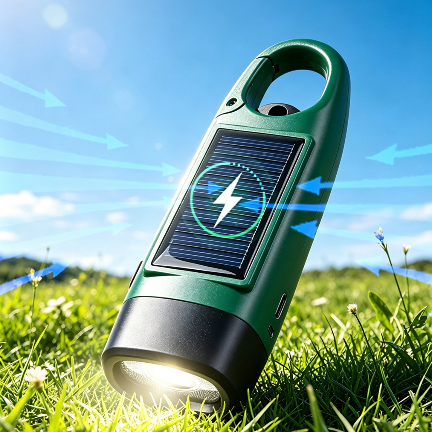 Solar LED Flashlight Hand Crank Power Generation Lighting Portable Multifunction Campinglight Outdoor Emergency T500