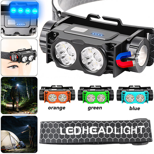 Rechargeable LED Headlamp 400LM Super Bright IP44 Waterproof with Adjustable Beam & Press Switch for Outdoor Hiking Camping YH-T06