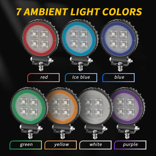 4 Inch 44 LED Work Light Combo Spot Flood Off Road Driving Amber Fog Lamp