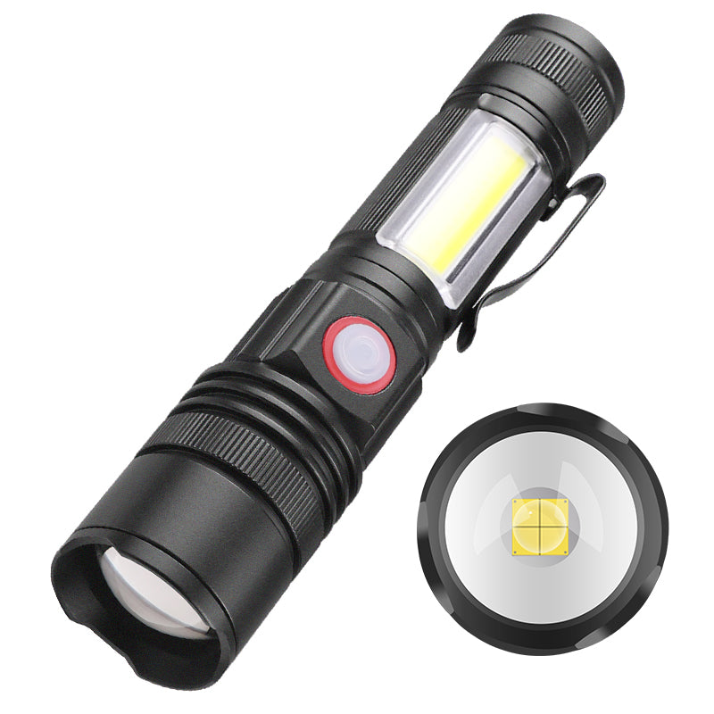 LED Flashlight Waterproof Flashlight Magnetic Torch Zoom XHP50+COB Flashlight With A Clip Portable Hand Light 18650 Battery