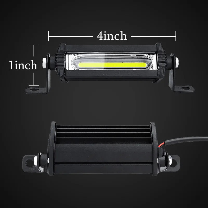 Barra de luz LED de trabajo COB de 4 pulgadas para coche, lámpara de foco todoterreno de 12 V y 24 V para SUV, ATV, camión, 4x4, UAZ, barco, motocicleta, faro antiniebla automático