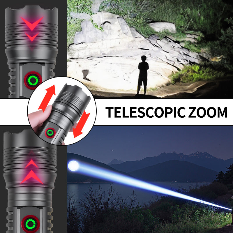 High Power LED Flashlight 30W Strong Light Lantern USB Rechargeable Torch Waterproof Outdoor Super Bright Lamp Self Defense