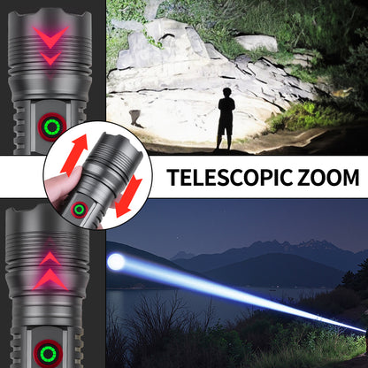 High Power LED Flashlight 30W Strong Light Lantern USB Rechargeable Torch Waterproof Outdoor Super Bright Lamp Self Defense