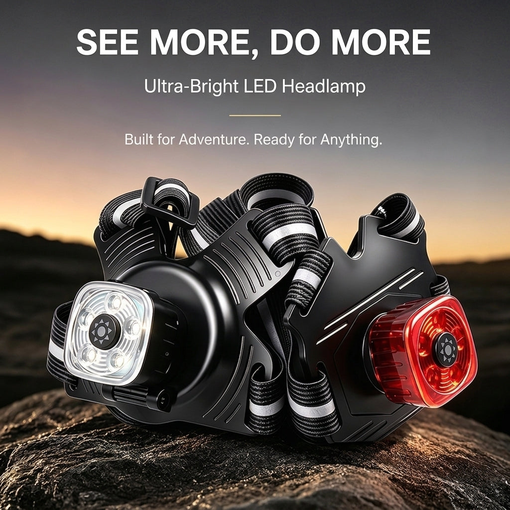 Rechargeable Reflective Vest Headlamp Night Running Light with Memory Function Running Lamp Detachable Rotatable 12h 8517