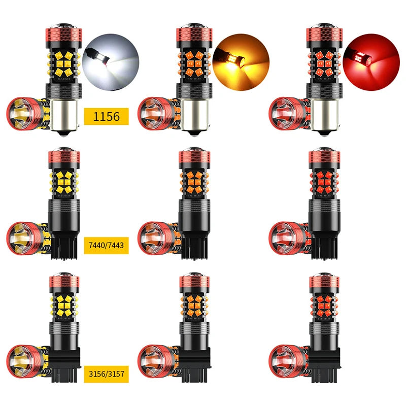 New Style 1156 P21W BA15S Car LED Bulb P21/5W Turn Signal 1156 3030 T20 W16W T25 7443 W21W 7440 White Yellow Red