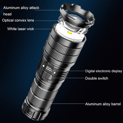 Outdoor White Laser Digital Display Zoom Flashlight Long Range Lighting Flashlight HS X9