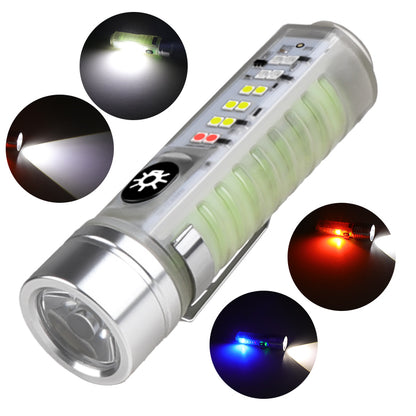 White Laser High-Brightness Flashlight: Type-C Multi-Function Mini Flashlight with Red-Blue Strobe, Fluorescent Feature