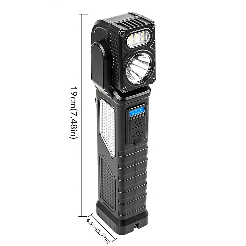Rechargeable LED Work Light 180° Rotatable Magnetic Work Led Light Red Blue Warning Light Pocket Torch for Auto Repair G908