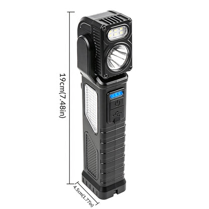 Rechargeable LED Work Light 180° Rotatable Magnetic Work Led Light Red Blue Warning Light Pocket Torch for Auto Repair G908