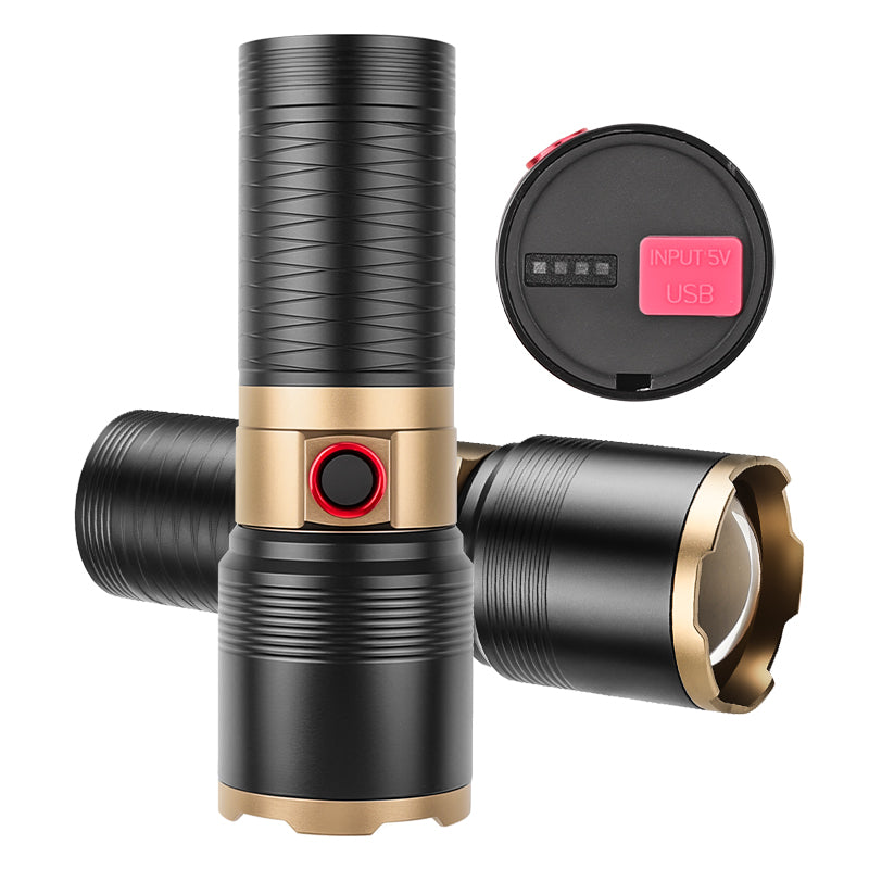 Powerful Spotlight Long Range LED Flashlight Strong Light Lamp Tactical Torch Lantern Built-in Battery Type-C Charging Torch