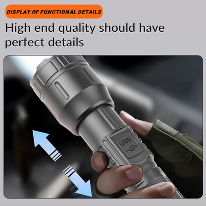 30W LED Telescopic Zoom Torch 800m Long Range Flashlight 3000mAh 21700 Digital Display Strong Power Bank for Outdoor Camping USB W918