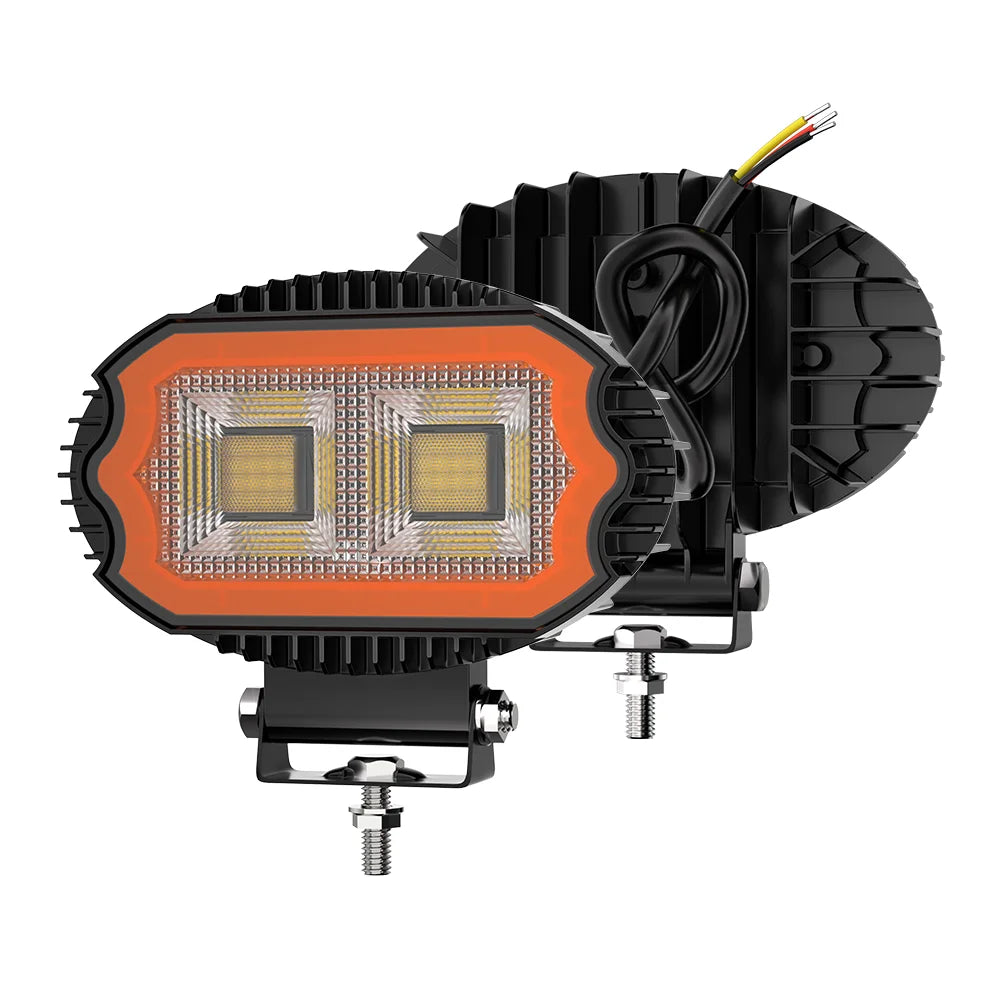 5.5-Inch 4X4 LED Spotlight 54LED DRL 6500K Truck Black Cover Square Headlights 17W 12-24V