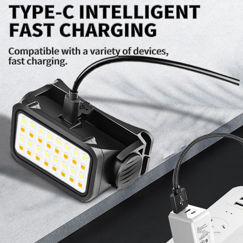 400lm Multifunctional 16 Yellow+white LED Headlamp USB TYPE-C Outdoor Flashlight Work Lamp Night Riding Headlight K351