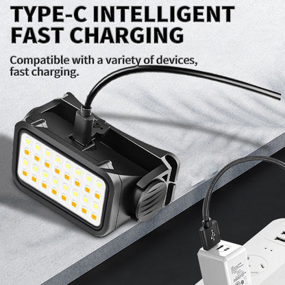 400lm Multifunctional 16 Yellow+white LED Headlamp USB TYPE-C Outdoor Flashlight Work Lamp Night Riding Headlight K351