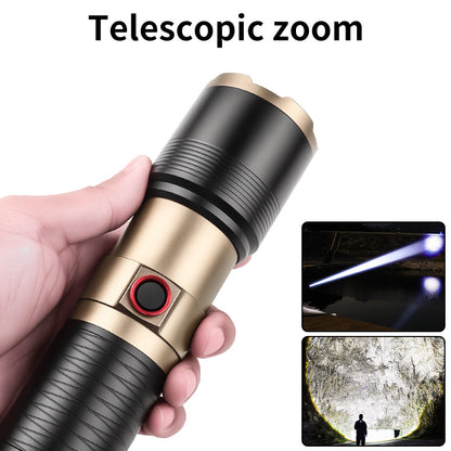 Powerful Spotlight Long Range LED Flashlight Strong Light Lamp Tactical Torch Lantern Built-in Battery Type-C Charging Torch