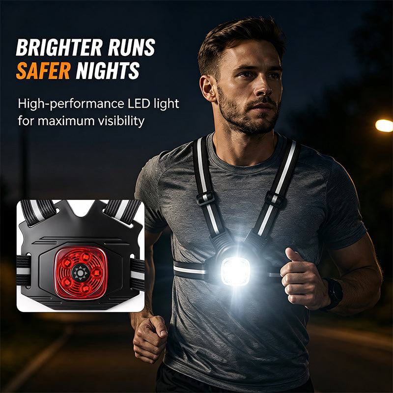 Rechargeable Reflective Vest Headlamp Night Running Light with Memory Function Running Lamp Detachable Rotatable 12h 8517