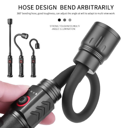 Magnetic LED 360° Rotation Lamp Head Flashlight Aluminum Alloy Rechargeable Work Torch Inspection Outdoor Garage Camping Lights