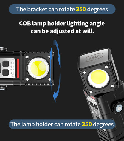 Super Bright Magnetic COB Work Light Rechargeable 350° Rotatable Dual Light Flashlight Portable for Repair Emergency XY-005
