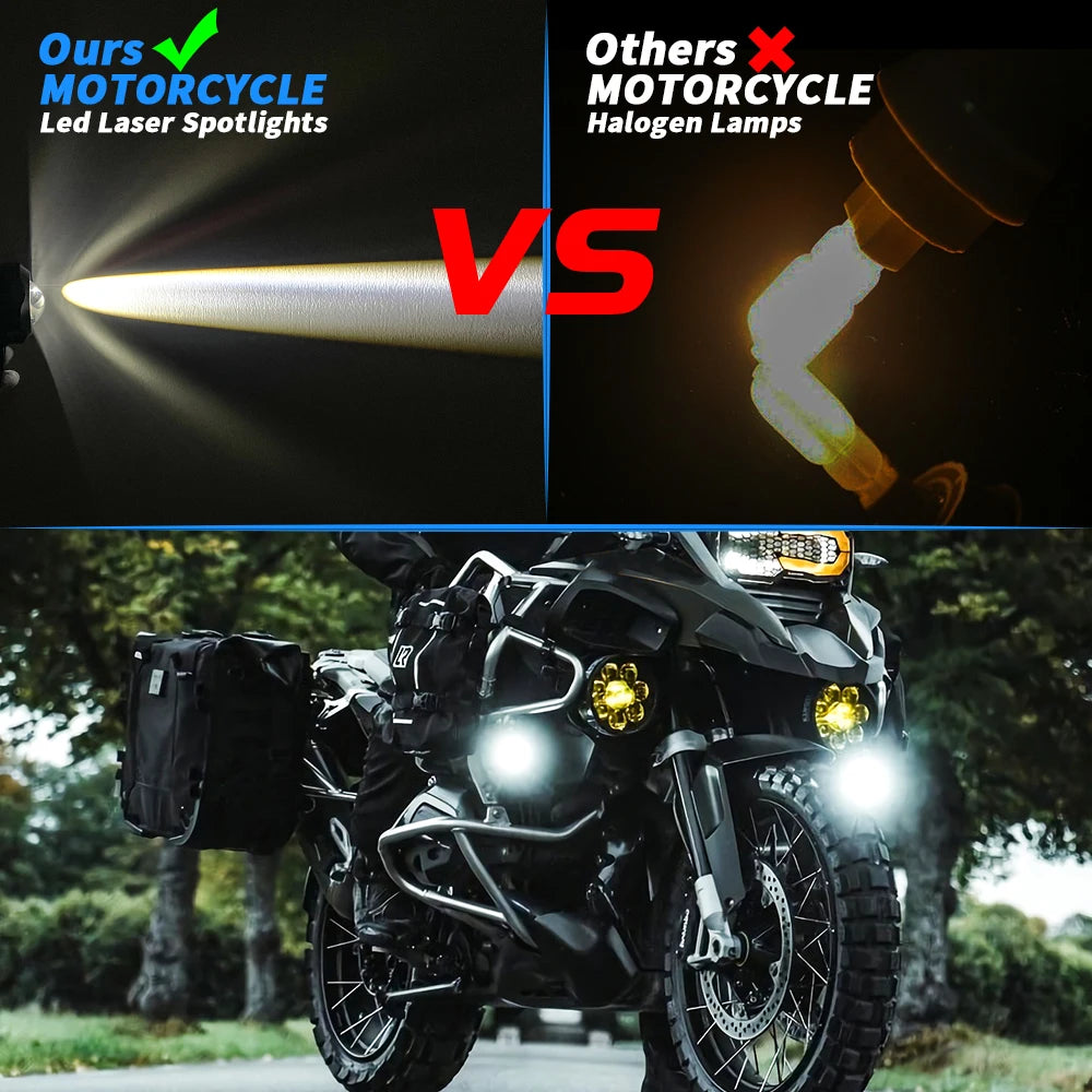 Super Bright Auxiliary Motorcycle LED Spotlights Moto Headlight Fog Lights Turn Signals Accessories for Kawasaki Car SUV ATV