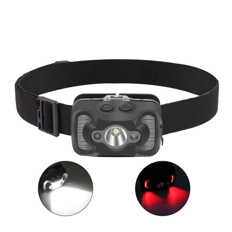 White Red Light Motion Sensor Switch Elastic Headlamp IP44 Waterproof Rechargeable Battery 5 Modes for Adults Kids 2088