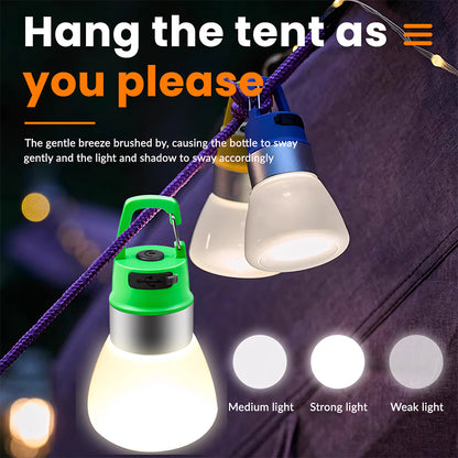 LED Camping Lantern Rainproof Rechargeable Bottle Cap Shape Tent Light 10 Dimming Levels Outdoor Lamp for Camping Tent Accessory