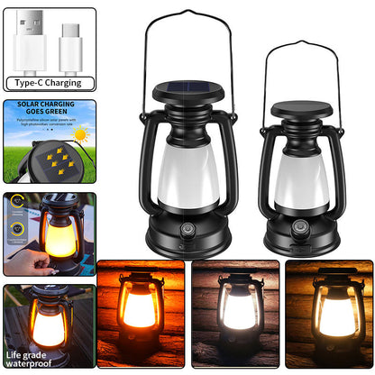 USB Rechargeable Camping Lantern Stepless Dimming of Cold and Warm Light Outdoor Tent Lamp with Solar Charging Camping Light LY16A