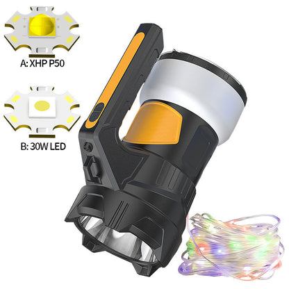 Rechargeable IP33 Induction Searchlight Camping Flashlights Long-Range Color Strip Portable Powerful ABS Lantern Torches Hiking KXK-908