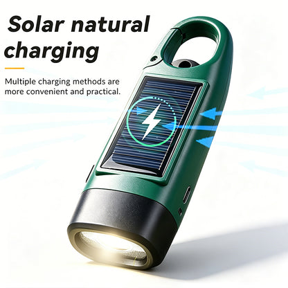 Solar LED Flashlight Hand Crank Power Generation Lighting Portable Multifunction Campinglight Outdoor Emergency T500