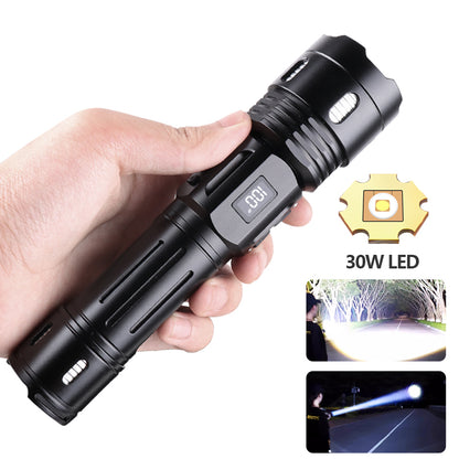Powerful 30W Led Flashlights Ultra Bright Tactical Light Emergency Spotlights Telescopic Zoom Light Built-in Battery