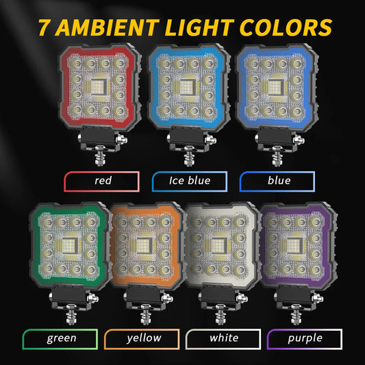 Auto Work Light 64 Led Light Round Square LED Offroad LED Bar 4 Inch Spot Flood Fog Lamp 9-36 V Off Road 4x4