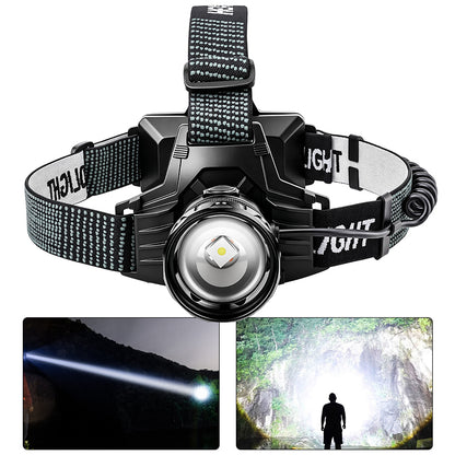 30w LED Rechargeable Telescopic Zoom Led Flashlight Head Lamp 800lm Outdoor Hunting Torch Light 90° Headlamp Portable Lantern T807