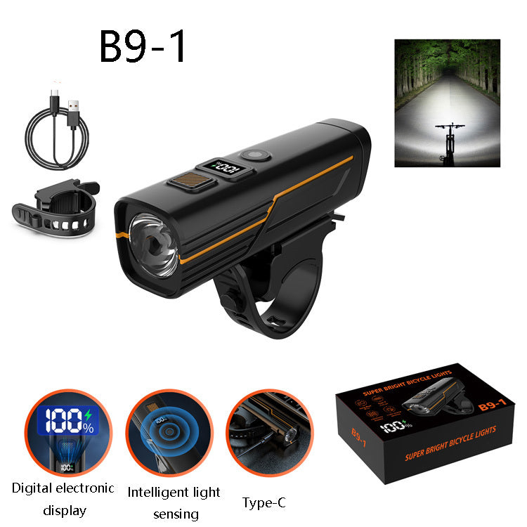 New Portable Mountain Bike Flashlight Outdoor Camping Ride Headlight Long Distance Led Bike Torch Horn Sensor Lithium Battery HS B9