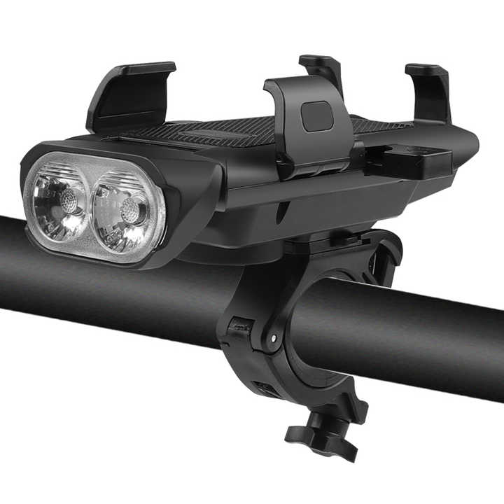 Front Light Mountain Bike Horn Lights One Button Lock Mobile Phone Rack Lighting Cycling Equipment Bicycle Headlight Four In One