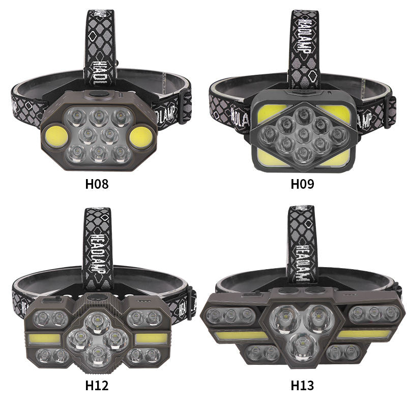 Super Bright Work LED Headlight Built-in 18650 Battery Type-C Rechargeable Headlamp Fishing Head Flashlight Camping Torch