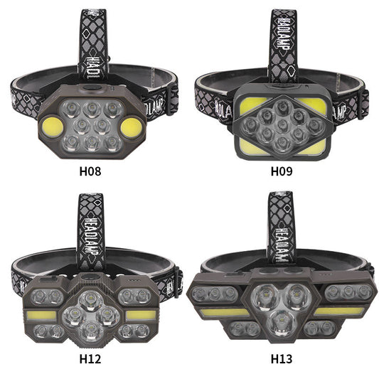 Super Bright Work LED Headlight Built-in 18650 Battery Type-C Rechargeable Headlamp Fishing Head Flashlight Camping Torch