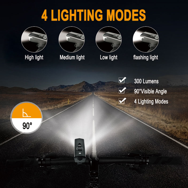 Bicycle Taillight Rear ABS Night Riding Headlight Type-C Charging Electric Display 500 Battery Bicycle Accessories HS-B7