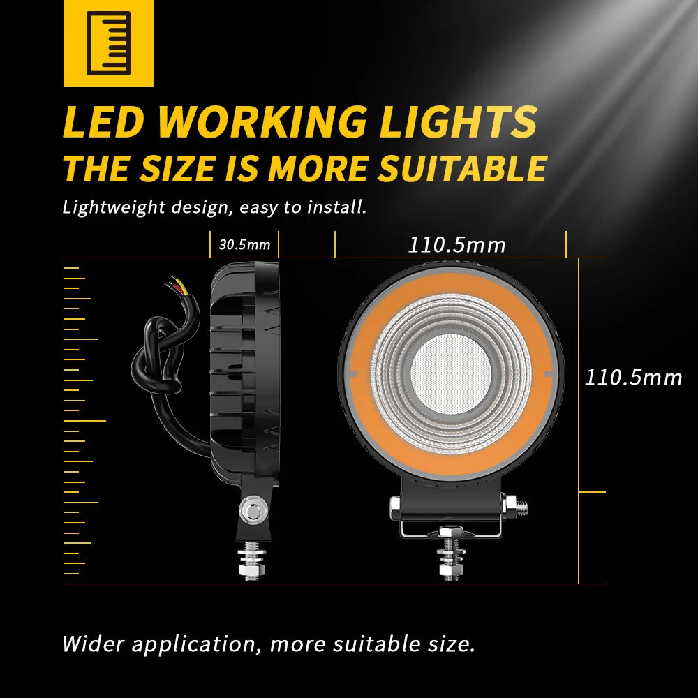 New 4inch Led 4X4 Round Spotlight 96LED DRL for Truck Led Working Lights Black Cover Led Square Headlights