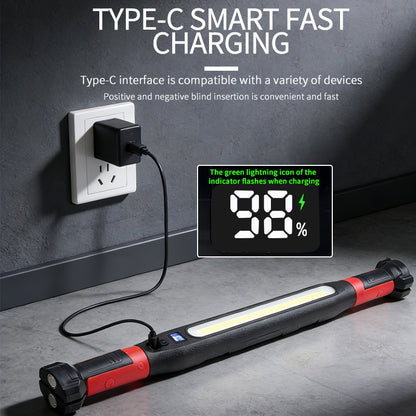 Multifunctional COB Work Light 72 LED Warm White Portable 360 Degree Rotating ABS Magnetic with Battery Display ZJ-8905