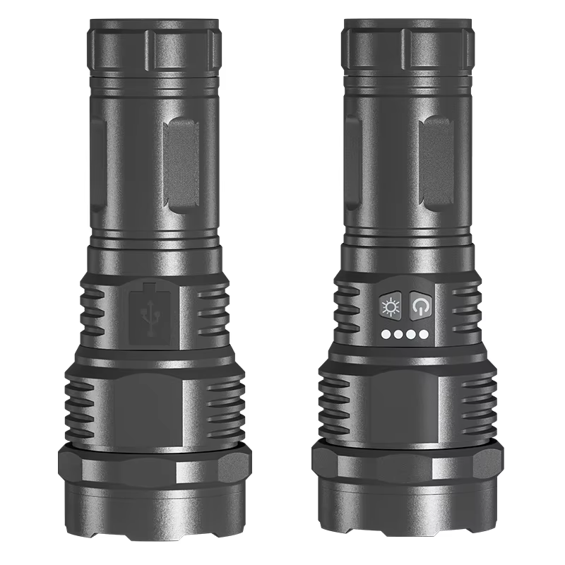 Portable T40 LED Dual Switch Flashlight USB Type-C Rechargeable Flashllamp Waterproof Outdoor Camping Flashlights 7519