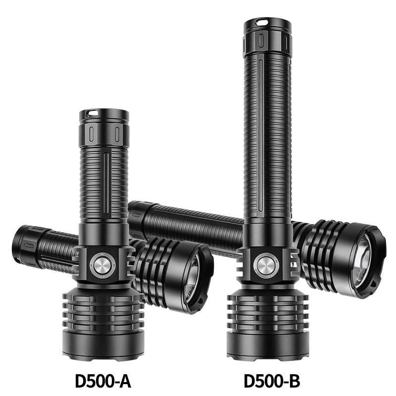 XHP70 Zoomable Diving Flashlight Super Bright LED Rechargeable IP44 Waterproof 3 Modes for Camping Hiking D500
