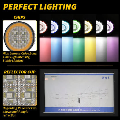 4 Inch 44 LED Work Light Combo Spot Flood Off Road Driving Amber Fog Lamp